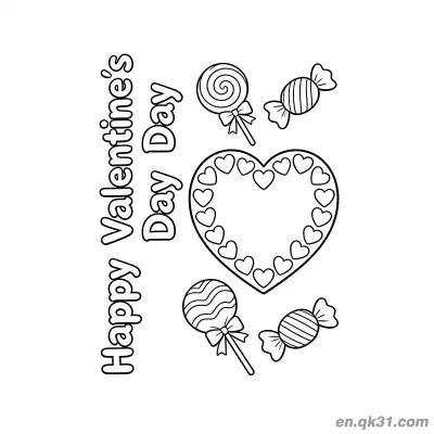 Free printable Heart Candy Decor Valentine Page coloring page