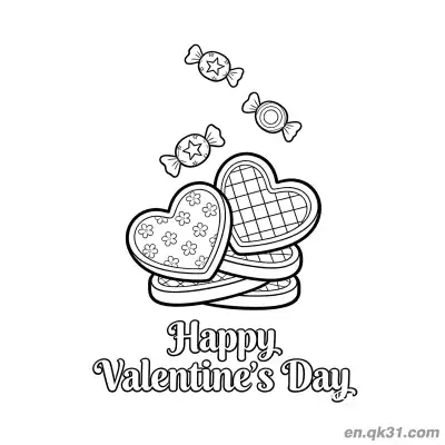 Free printable Heart Cookies and Candies Valentine Page coloring page