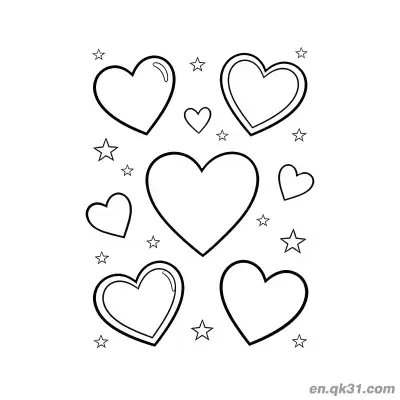 Free printable Heart and Star Decor Valentine Page coloring page