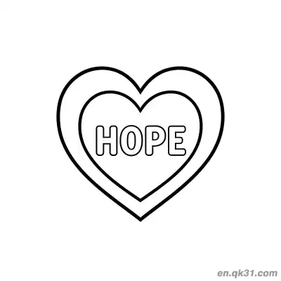 Free printable Hope Double Heart Valentine Page coloring page