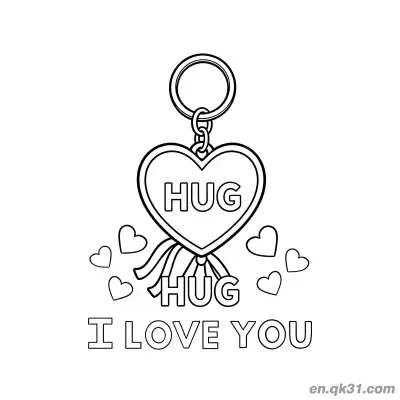 Free printable Hug Heart Charm Valentine Page coloring page