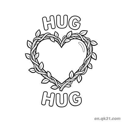 Free printable Floral Hug Heart Valentine Page coloring page