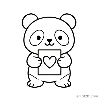 Free printable Kawaii Panda Valentine Heart Design coloring page