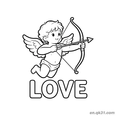 Free printable Love Cupid Valentine Page coloring page