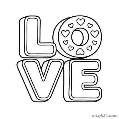 Free printable Love Typography Valentine Page coloring page