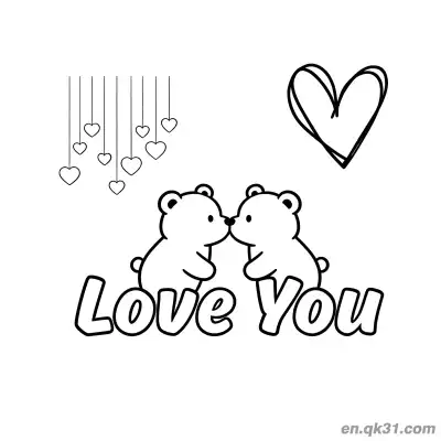 Free printable Love You Teddy Bears Valentine Page coloring page