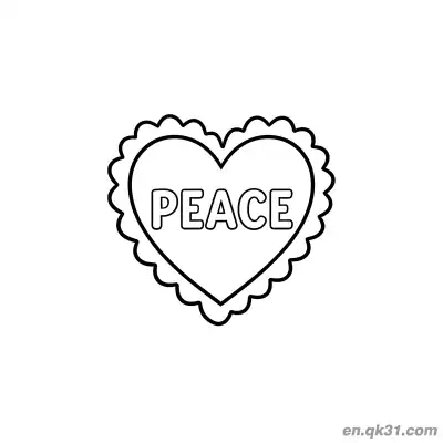 Free printable Peace Heart Valentine Page coloring page