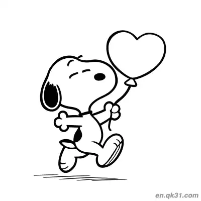 Free printable Puppy with Heart Balloon Valentine Page coloring page