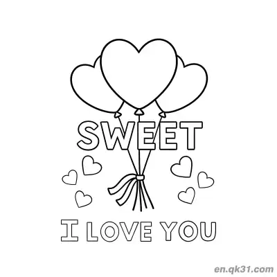 Free printable Sweet Heart Balloons Valentine Page coloring page