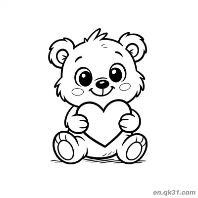 Free printable Teddy Bear Holding Heart Valentine Page coloring page