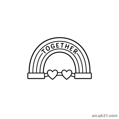 Free printable Together Rainbow Love Valentine Page coloring page