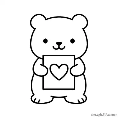 Free printable Valentine Bear Holding Heart Page coloring page