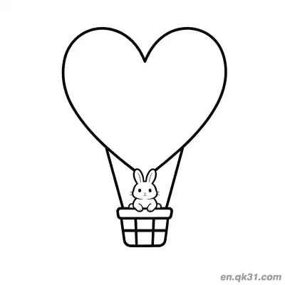 Free printable Bunny Heart Balloon Valentine Page coloring page