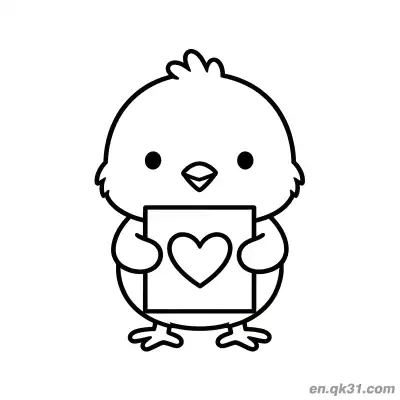 Free printable Valentine Chick Holding Heart Page coloring page