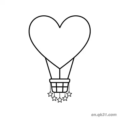 Free printable Heart Balloon with Stars Valentine Page coloring page