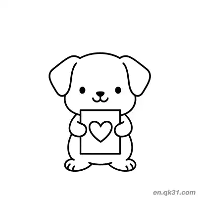 Free printable Valentine Puppy Holding Heart Page coloring page