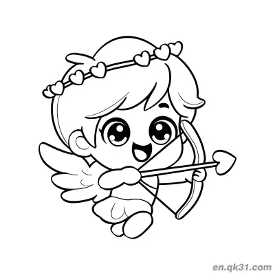 Free printable Classic Flying Cupid Valentine Page coloring page