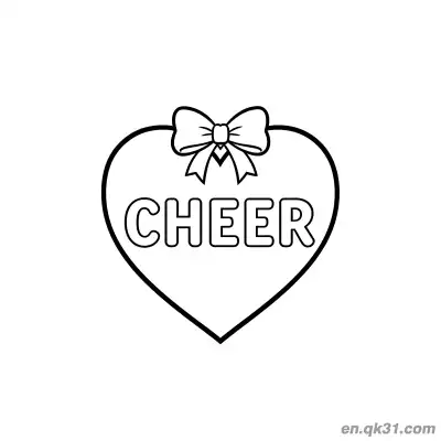 Free printable Cheer Bow Heart Valentine Page coloring page