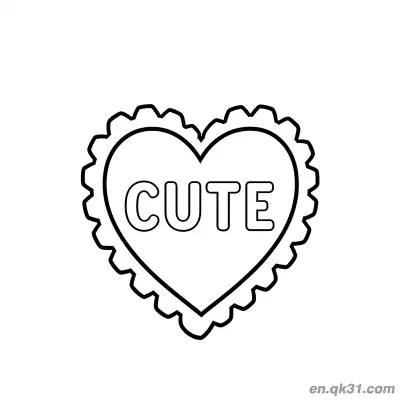 Free printable Cute Scalloped Heart Valentine Page coloring page