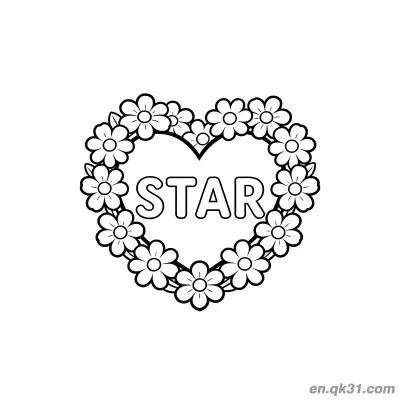 Free printable Floral Star Heart Valentine Page coloring page