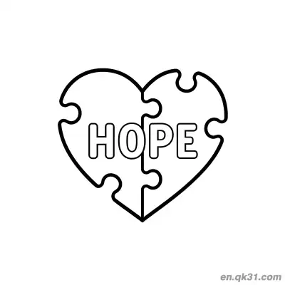 Free printable Hope Puzzle Heart Valentine Page coloring page