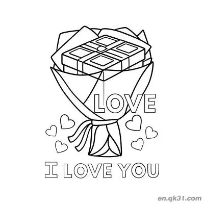 Free printable Love Bouquet Valentine Page coloring page