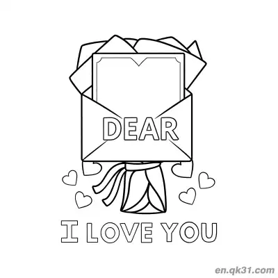 Free printable Love Letter Envelope Valentine Page coloring page