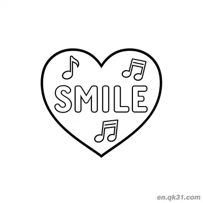 Free printable Smile Music Heart Valentine Page coloring page
