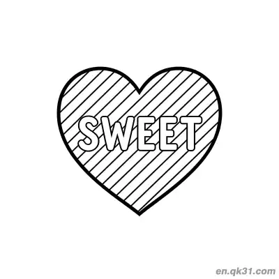 Free printable Sweet Striped Heart Valentine Page coloring page