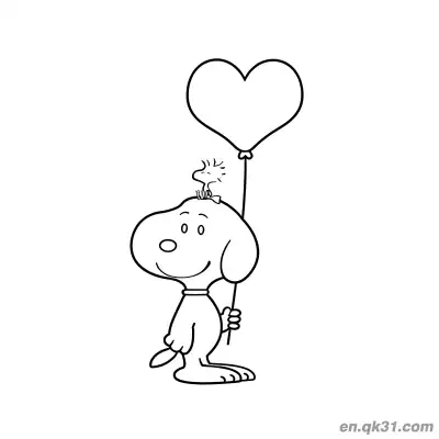 Free printable Heart Balloon with Cute Friend Valentine Page coloring page