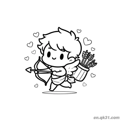 Free printable Little Cupid Arrow Valentine Page coloring page