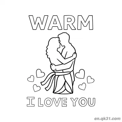 Free printable Warm Hug Couple Valentine Page coloring page