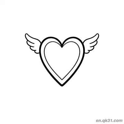 Free printable Winged Heart Valentine Page coloring page