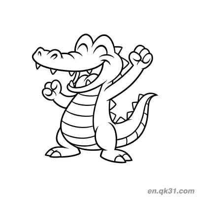 Free printable Cheering Alligator with Fists Raised Coloring Page coloring page