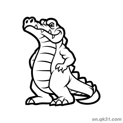 Free printable Confident Alligator Standing with Hands on Hips Coloring Page coloring page