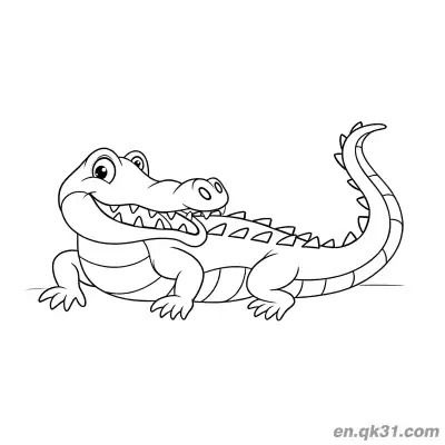 Free printable Crawling and Smiling Alligator Coloring Page coloring page