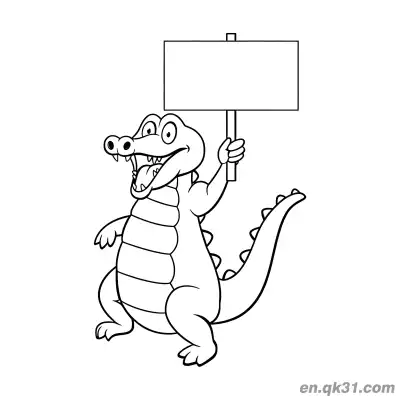 Free printable Alligator Holding a Blank Sign Coloring Page coloring page