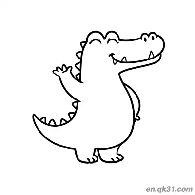 Free printable Waving and Smiling Alligator with Closed Eyes Coloring Page coloring page
