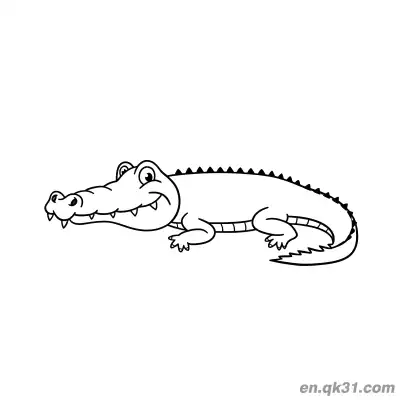 Free printable Short-Snouted Alligator Crawling and Smiling Coloring Page coloring page