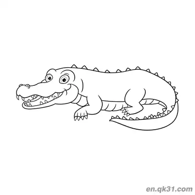 Free printable Thick-Skinned Alligator Crawling and Smiling with Visible Teeth Coloring Page coloring page