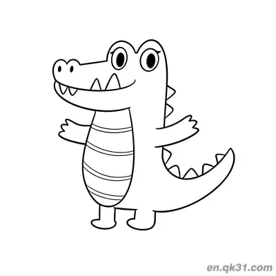 Free printable Baby Alligator Standing and Smiling Coloring Page coloring page