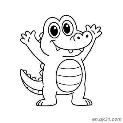 Free printable Cute Baby Alligator Cheering with Both Hands Coloring Page coloring page