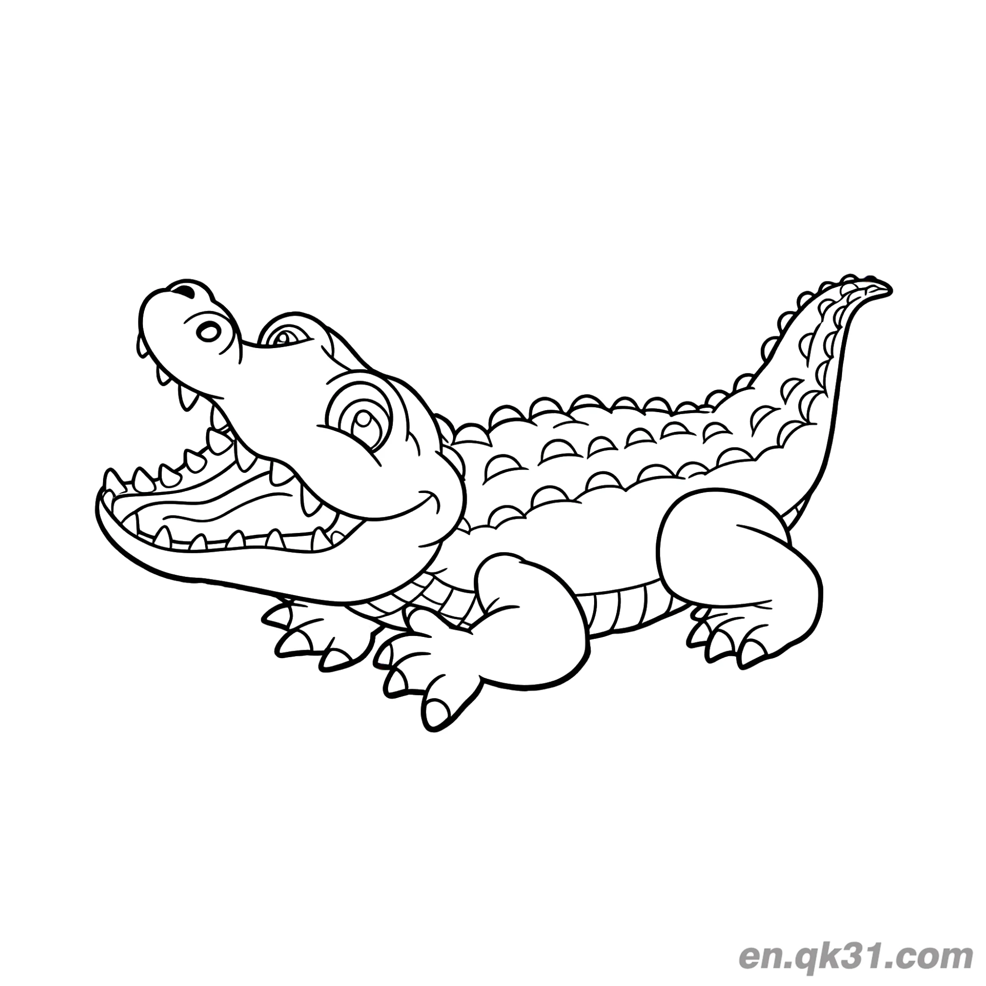 Realistic Alligator with Detailed Scales Coloring Page – Free Printable Coloring Page for Kids and Adults