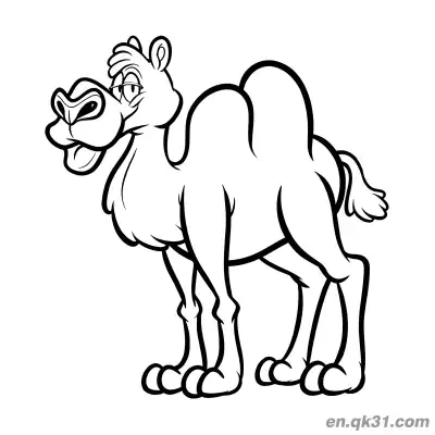 Free printable Lazy Cartoon Bactrian Camel Coloring Page for Kids coloring page