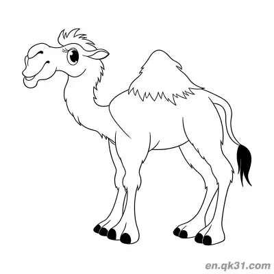 Free printable Cute Dromedary Camel with Big Eyes Smiling Coloring Page coloring page