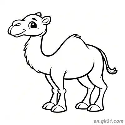 Free printable Cartoon Dromedary Camel with Gentle Smiling Expression Coloring Page coloring page