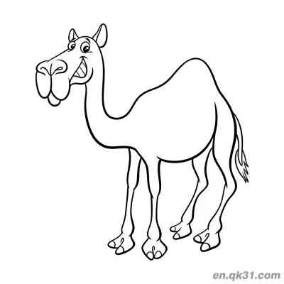 Free printable Cartoon Dromedary Camel with Grinning Expression Coloring Page coloring page