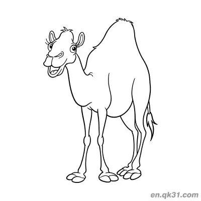 Free printable Cartoon Dromedary Camel with Open Mouth and Smiling Expression Coloring Page coloring page