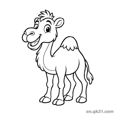 Free printable Cute Cartoon Dromedary Camel with Smiling Face Coloring Page coloring page