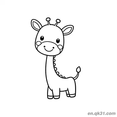 Free printable Cartoon Baby Giraffe with Blush and a Smile Coloring Page coloring page